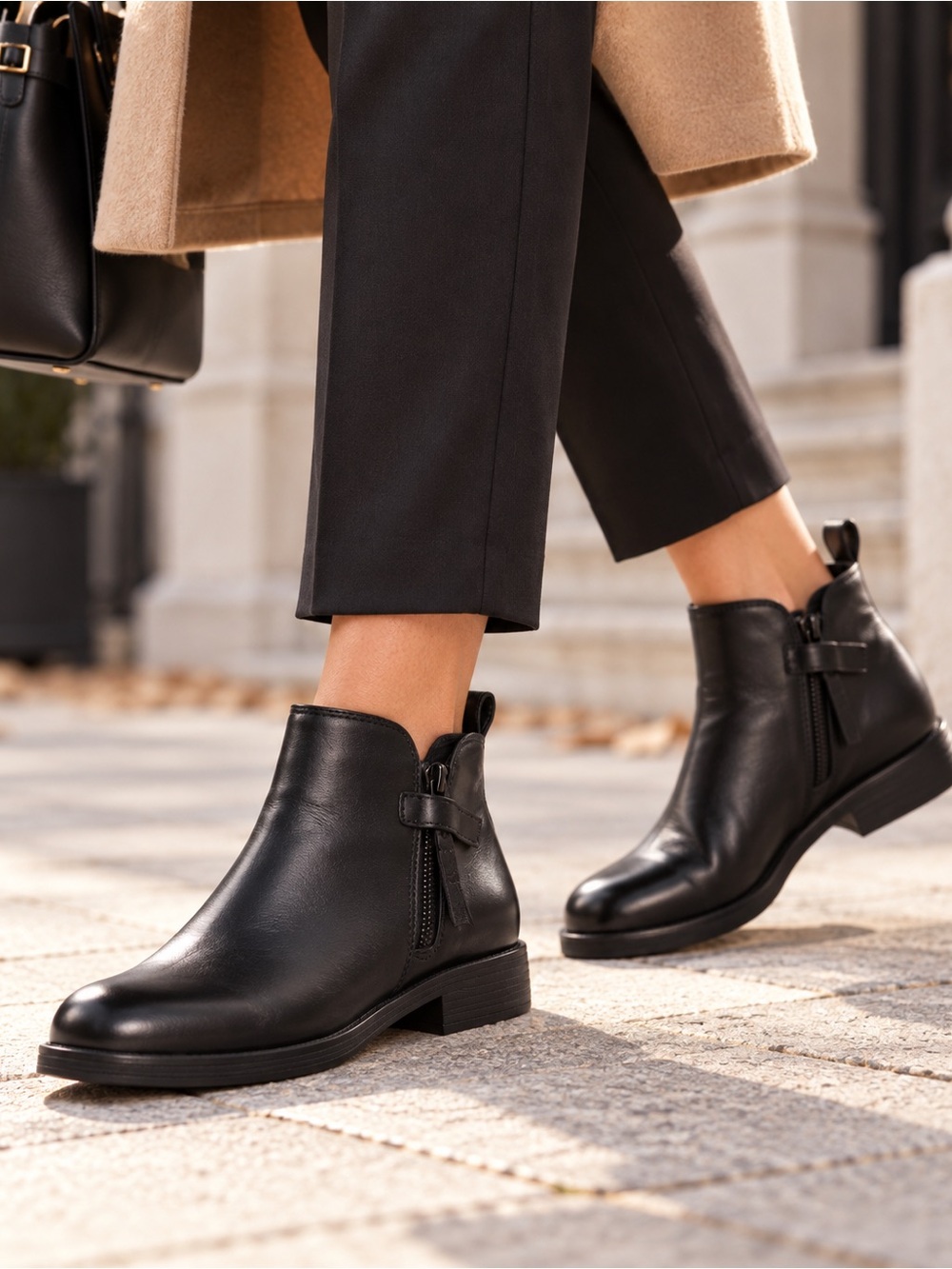 Brand New GEOX Women’s Black Leather Ankle Boots – Size EU 36 / US 6